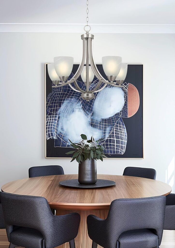 Luxurious Alabaster Glass Shades Chandelier diningarea