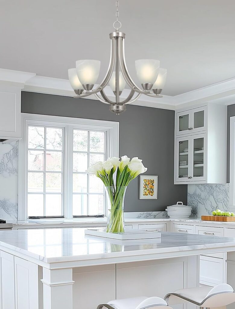 Luxurious Alabaster Glass Shades Chandelier kitchen area