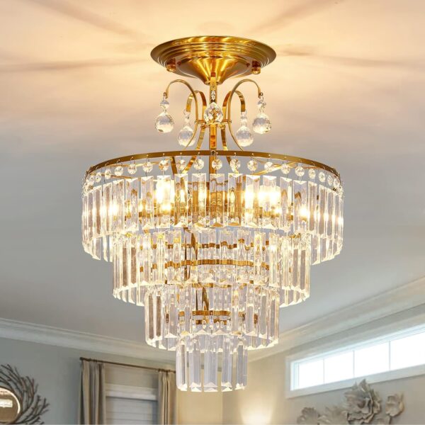 Luxurious Crystal Gold Chandelier Fixture