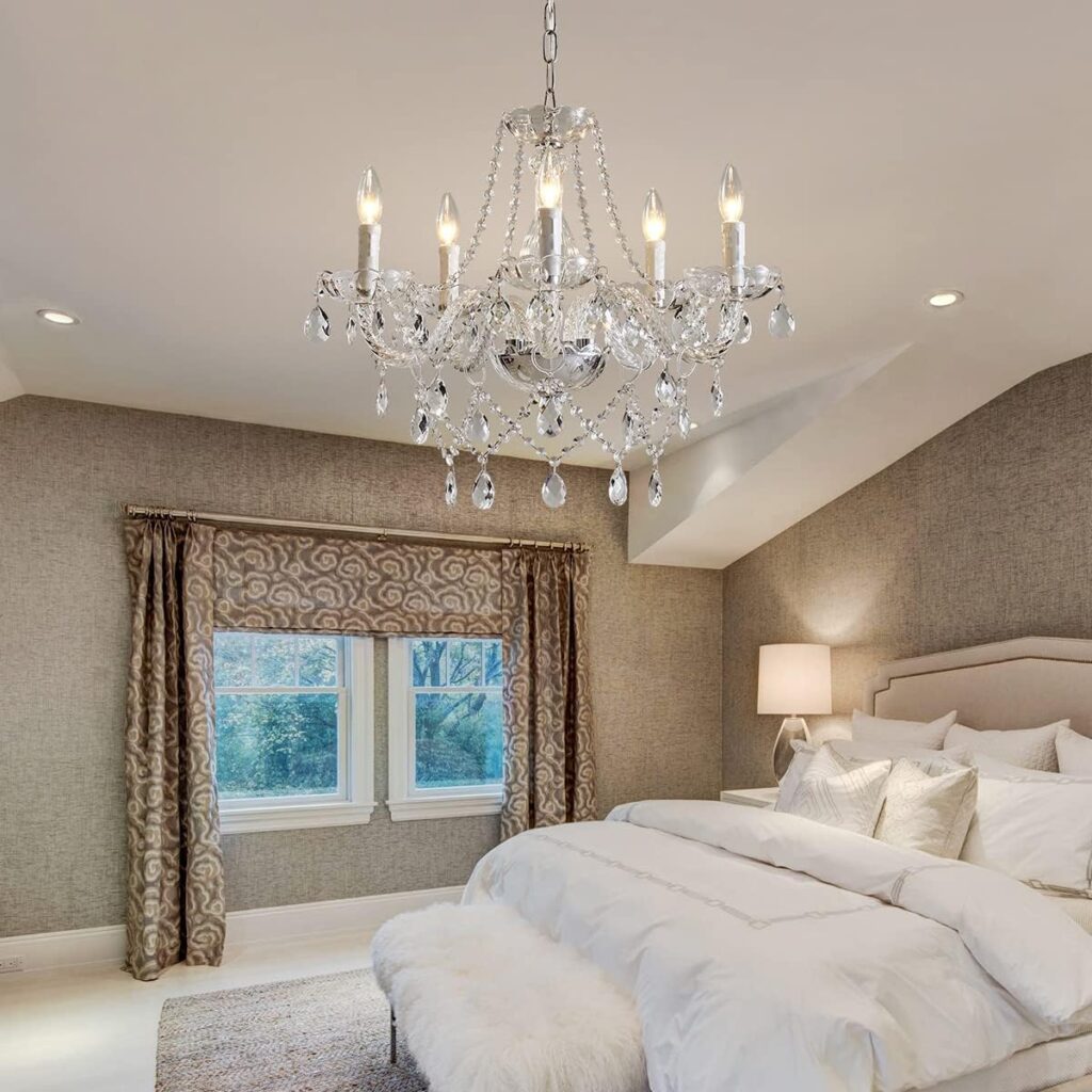 Sophisticated Modern Contemporary Crystal Chandelier bedroom