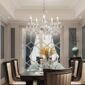 Sophisticated Modern Contemporary Crystal Chandelier dining area