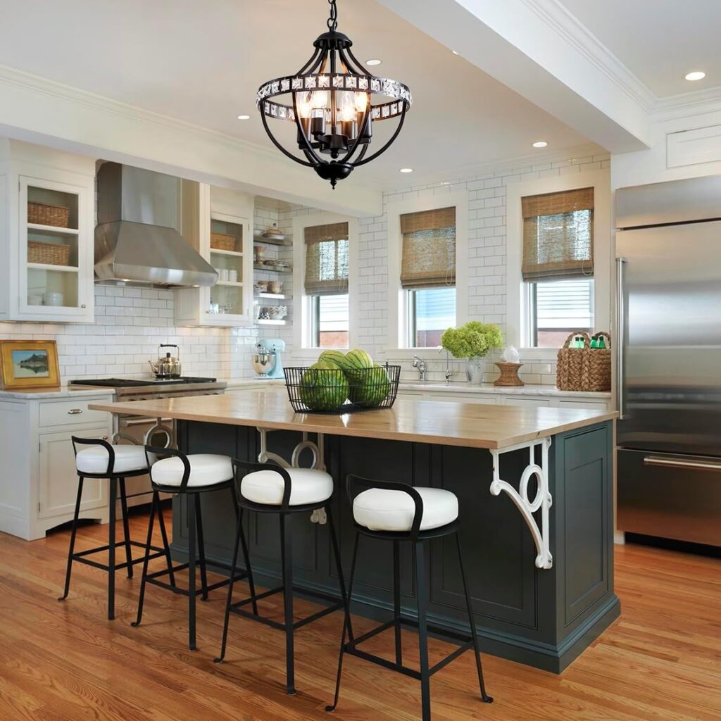 Stylish Farmhouse Rustic Vintage Black Pendant kitchen area